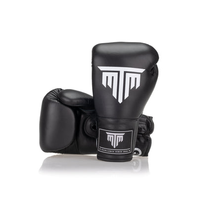 "PRO" SERIES LACE UP BOXING GLOVES - BLACK