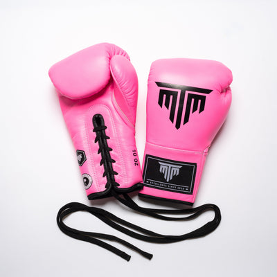 "PRO" SERIES LACE UP BOXING GLOVES - PINK